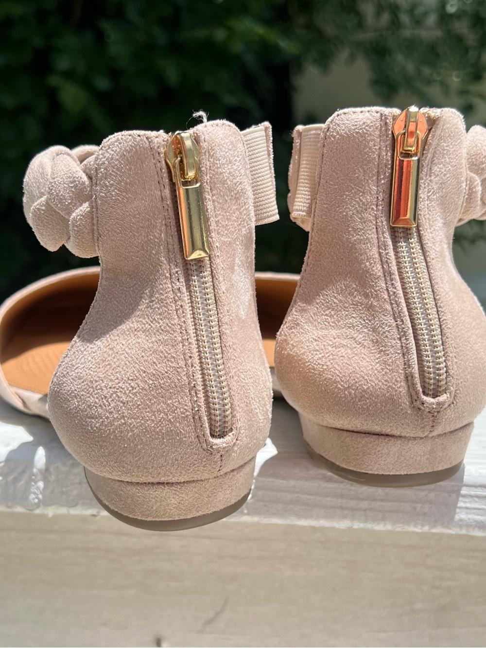 comfortview Braided Ankle-Strap Flats in Taupe